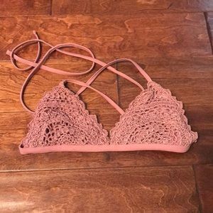 Dusty Pink Crochet Bikini Top